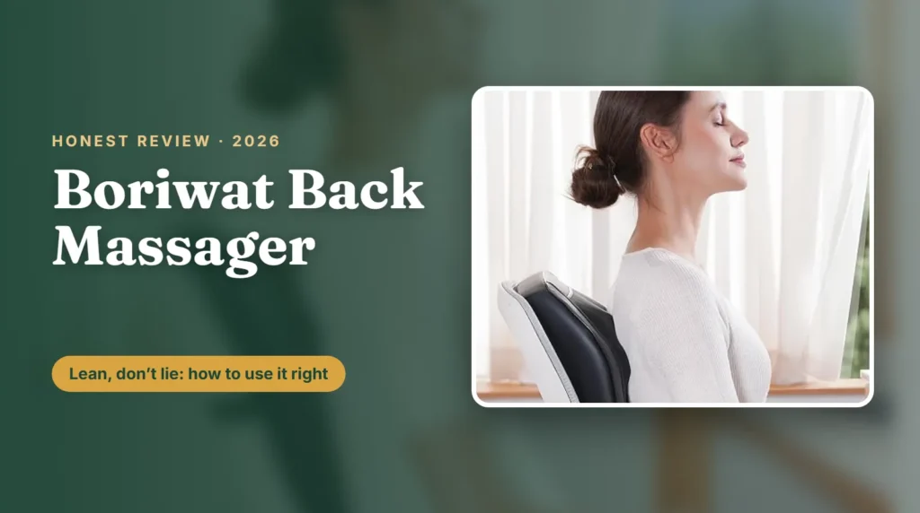 Boriwat back massager used seated against an office chair, honest review
