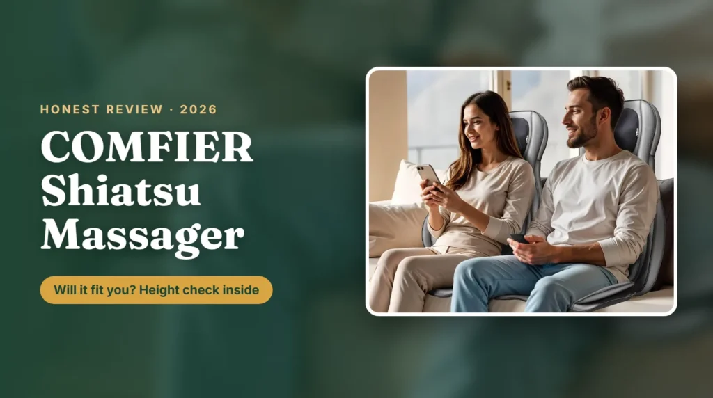 COMFIER shiatsu neck back massager chair pad used on a sofa