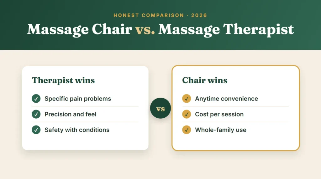 Massage chair vs massage therapist: where each one wins